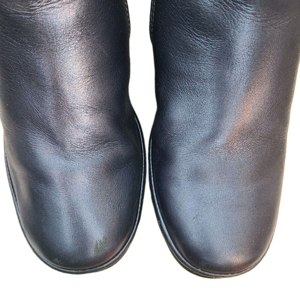 Fly London Yasi Metallic Blue Leather Wedge Ankle Booties EU 37 Whimsigoth Edgy - Picture 4 of 9